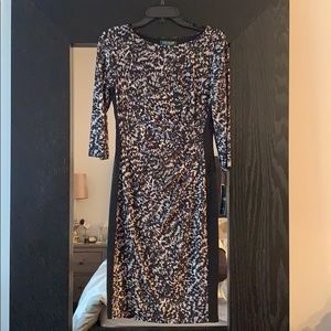 Ralph Lauren stretchy black and white print dress